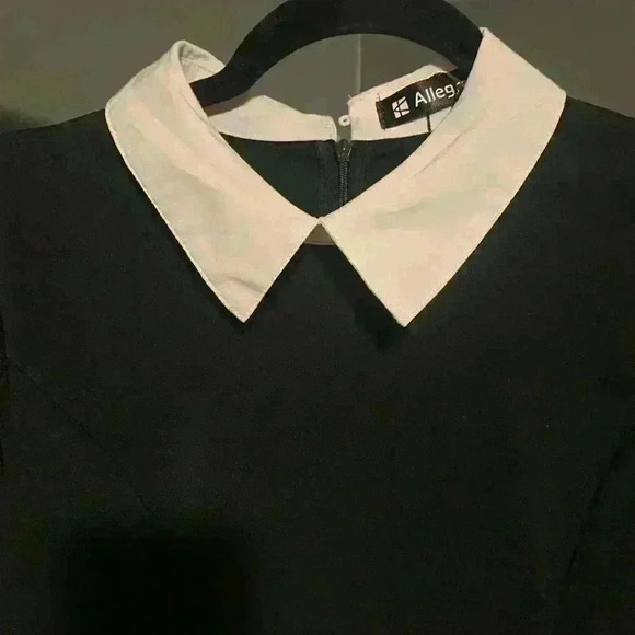 Women’s juniors Allegra K brand short black dress with white collar NWOT size‎ S - Picture 2 of 9